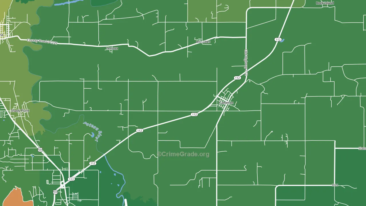 Cameron, OK Map of Vehicle Theft Rates