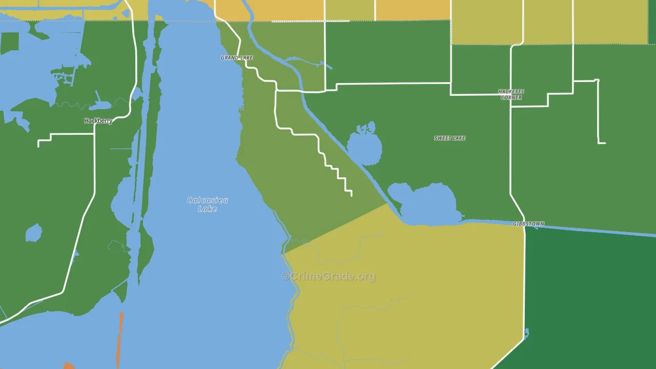 Cameron Parish, LA Map of Vehicle Theft Rates