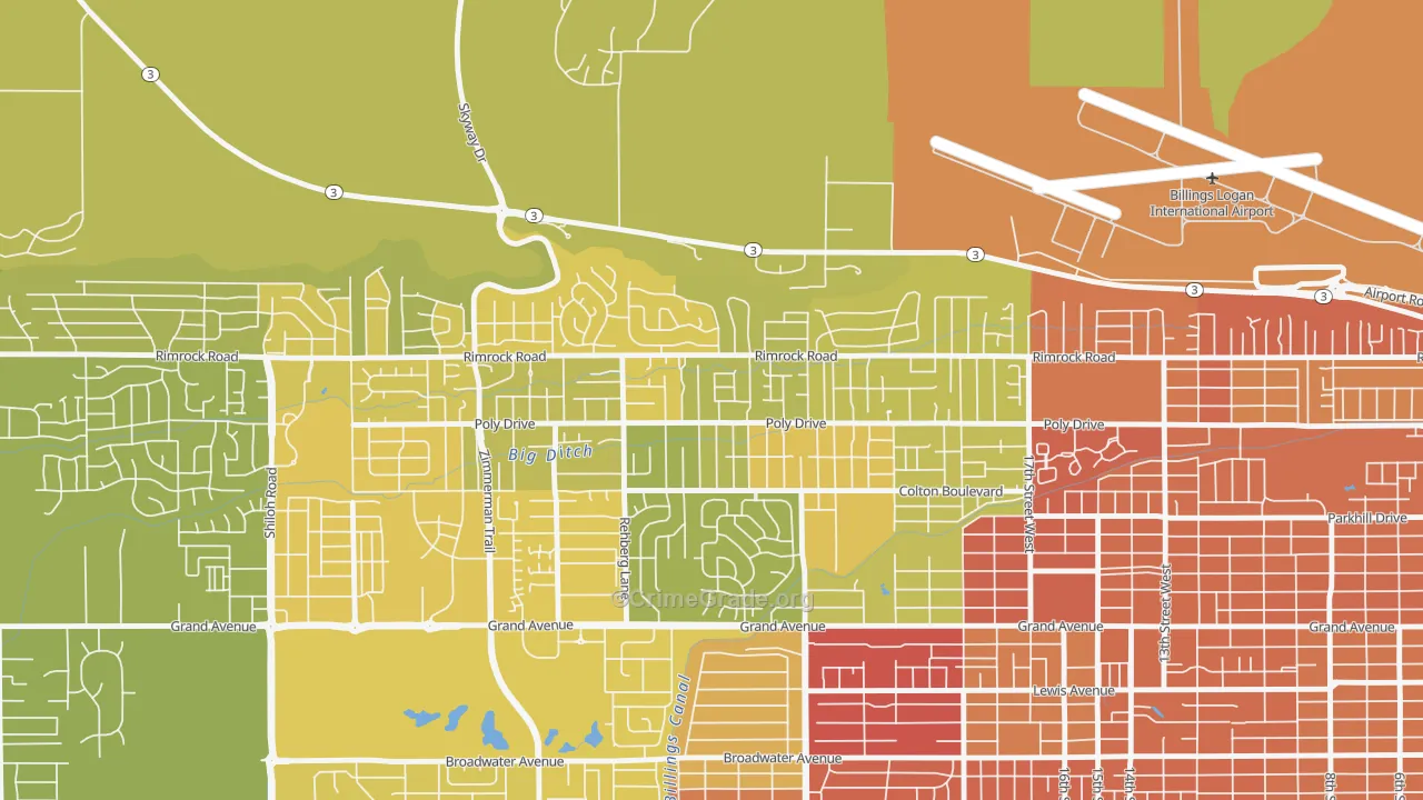 Cameron Park, Billings, MT Map of Vehicle Theft Rates