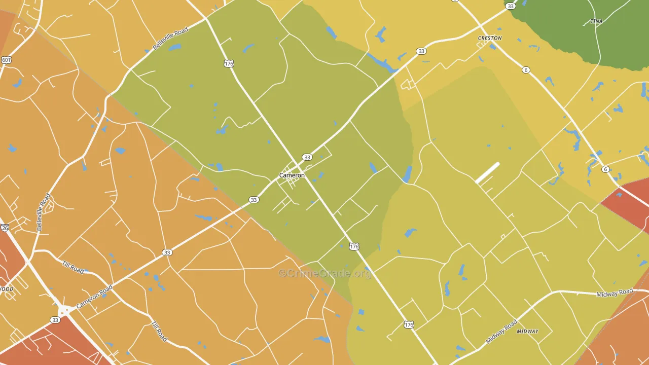 Cameron, SC Map of Vehicle Theft Rates
