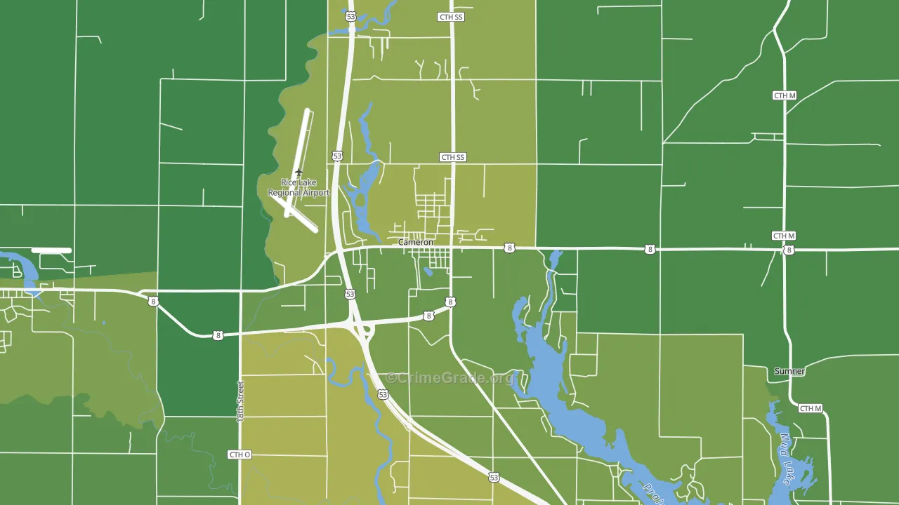 Cameron, WI Map of Vehicle Theft Rates