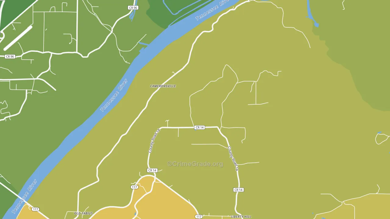 Cameronsville, AL Map of Vehicle Theft Rates