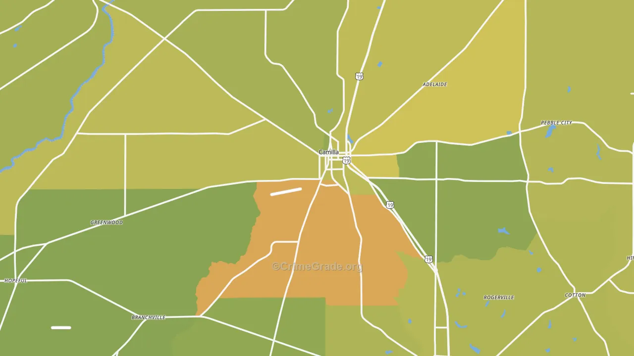 Camilla, GA Map of Vehicle Theft Rates