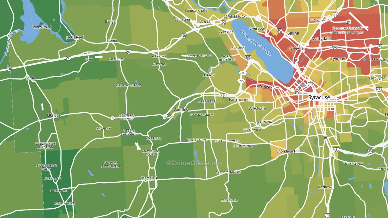 Camillus, NY Map of Vehicle Theft Rates