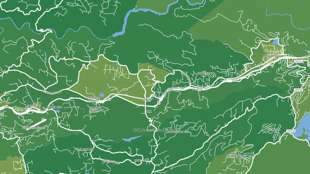 Camino, CA Map of Vehicle Theft Rates
