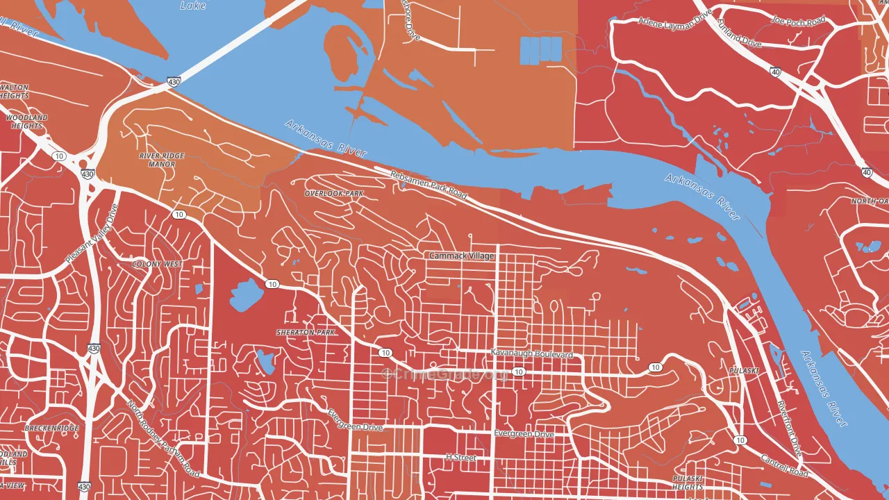 Cammack Village, AR Map of Vehicle Theft Rates