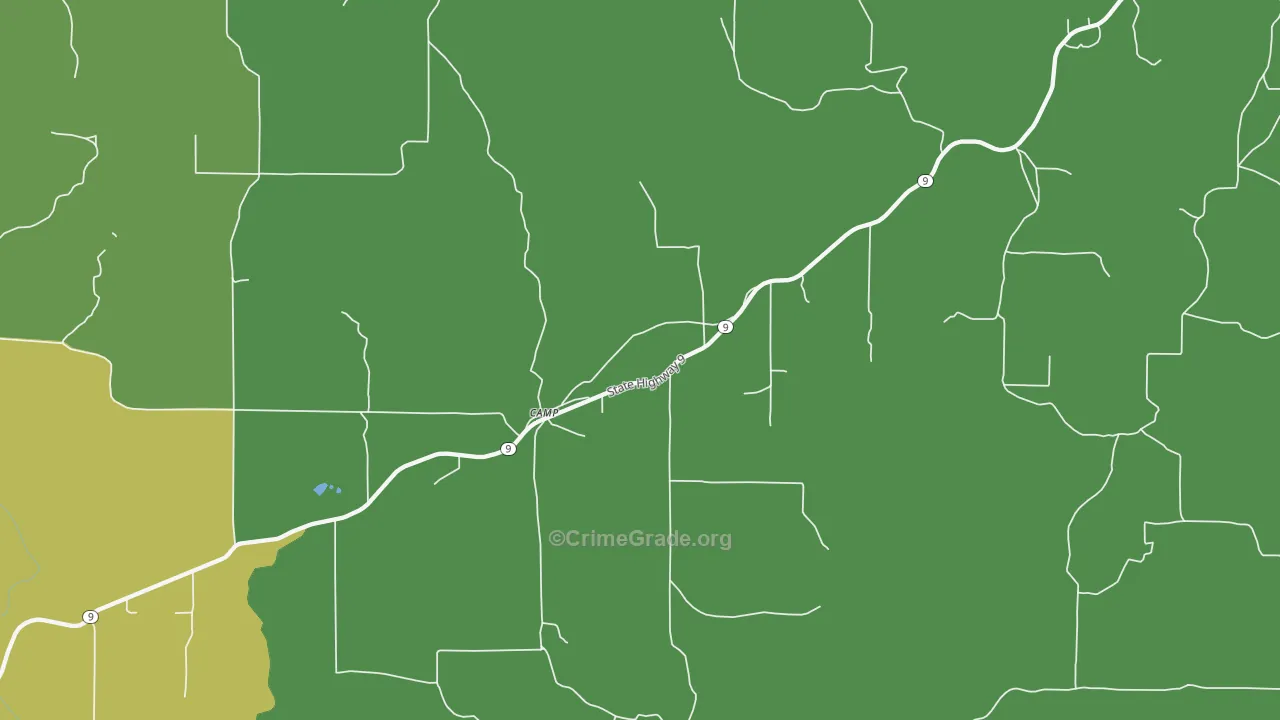 Camp, AR Map of Vehicle Theft Rates