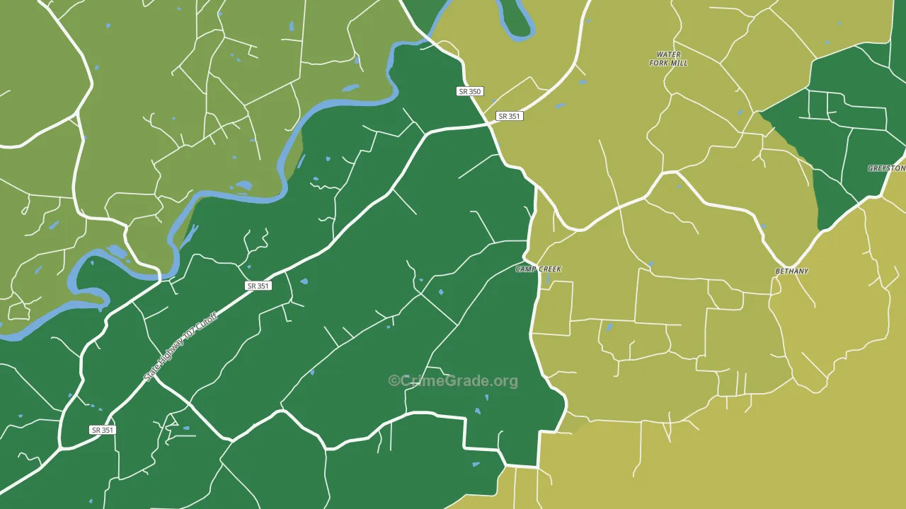 Camp Creek, TN Map of Vehicle Theft Rates