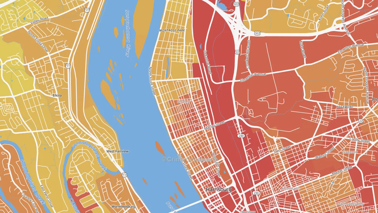 Camp Curtin, Harrisburg, PA Map of Vehicle Theft Rates