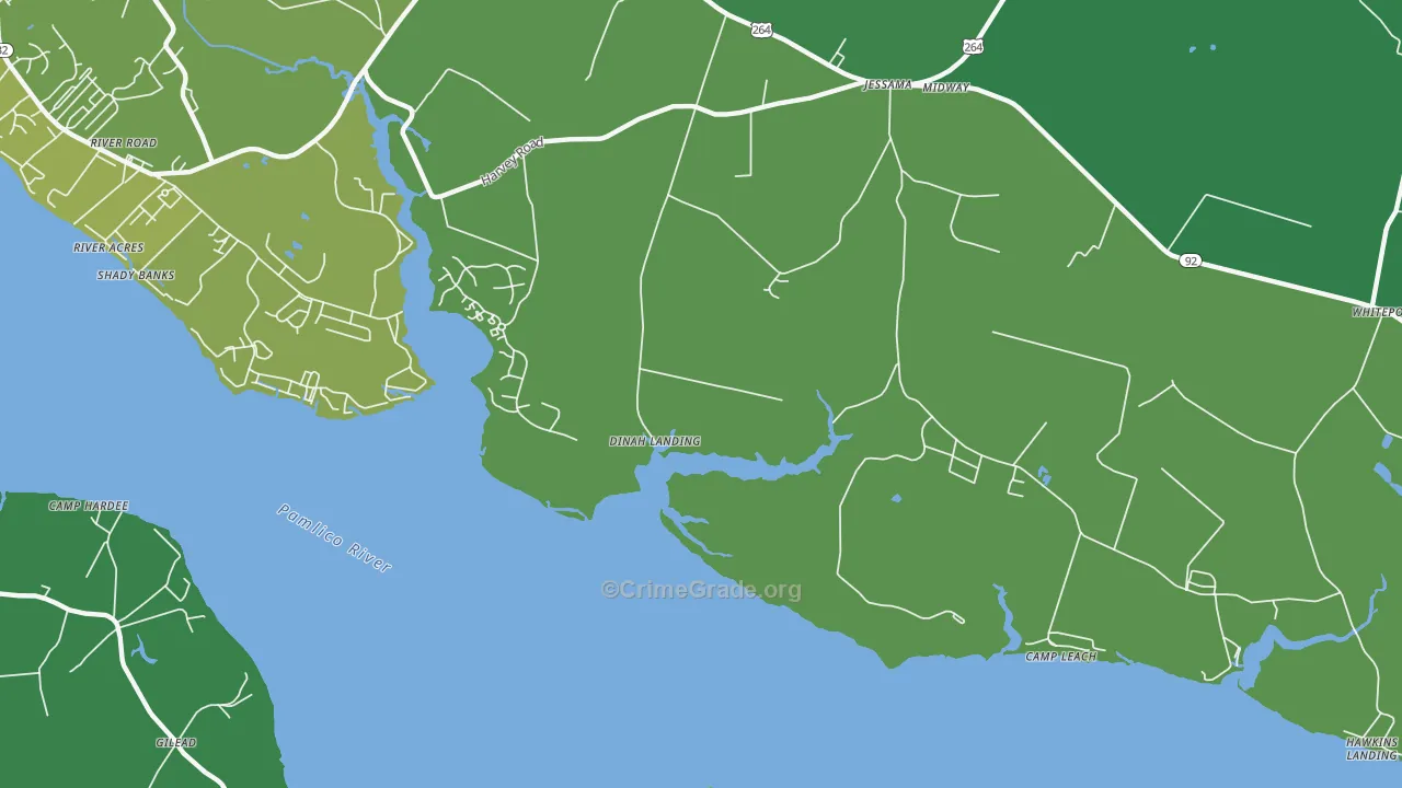 Camp Leach, NC Map of Vehicle Theft Rates