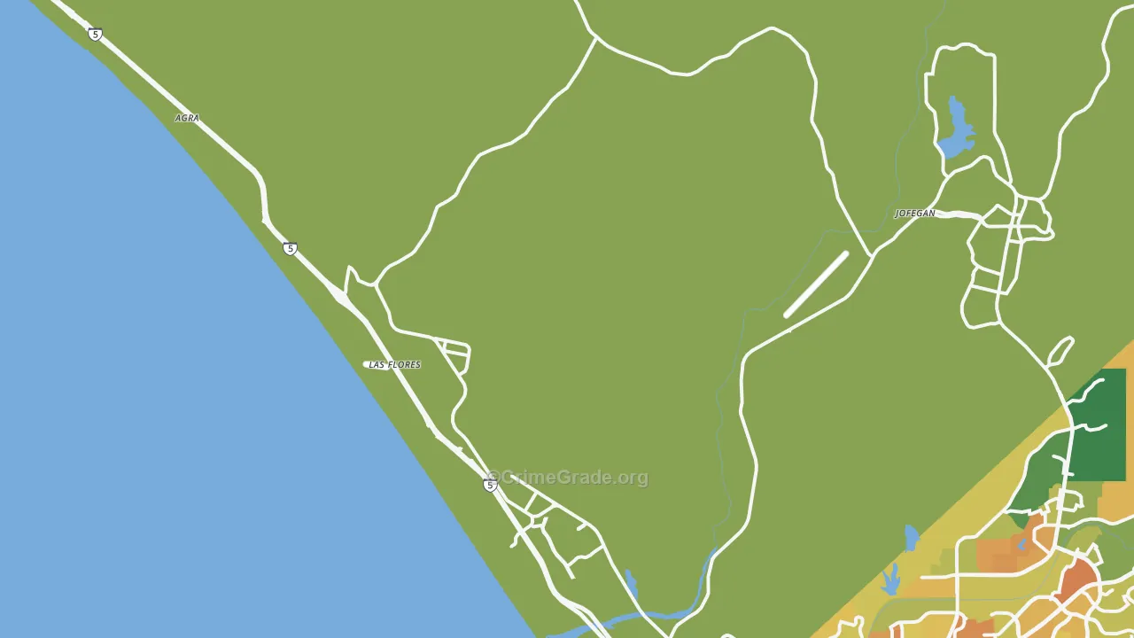 Camp Pendleton South, Oceanside, CA Map of Vehicle Theft Rates