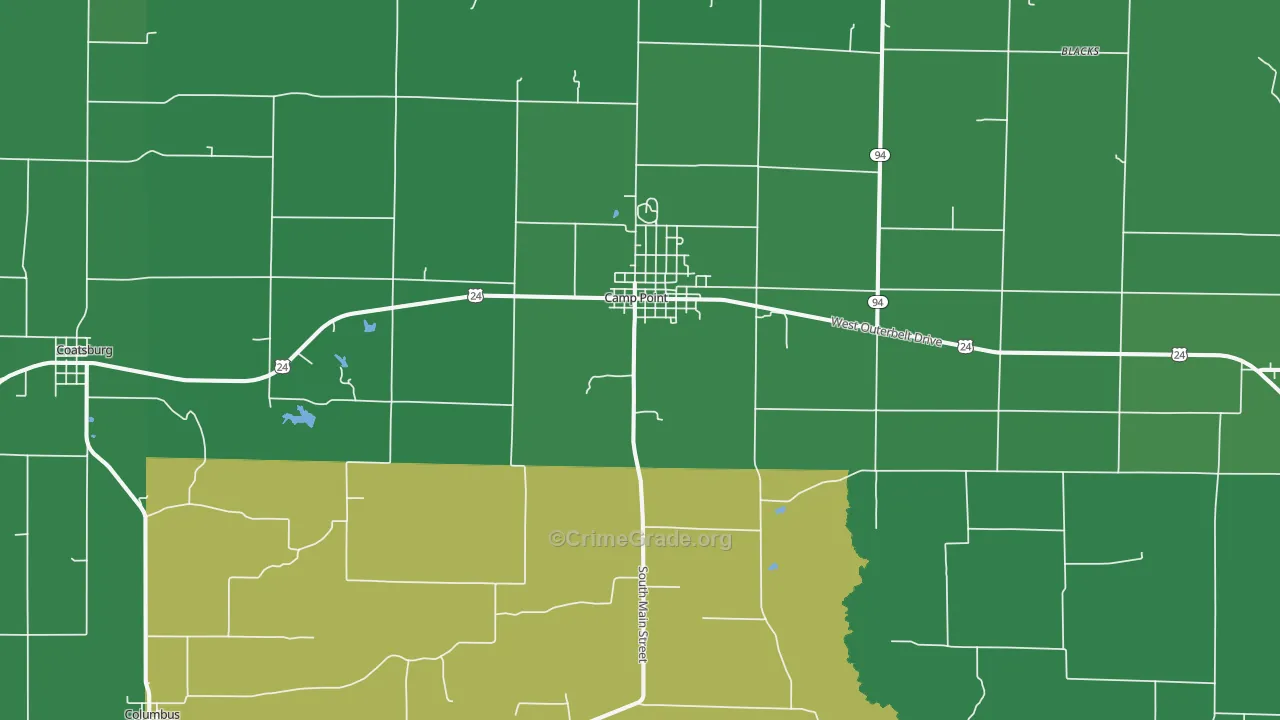 Camp Point, IL Map of Vehicle Theft Rates