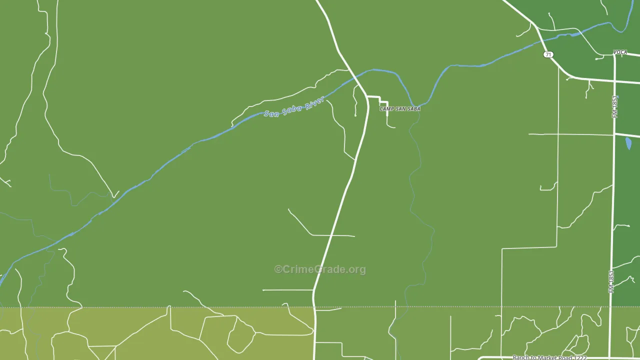 Camp San Saba, TX Map of Vehicle Theft Rates