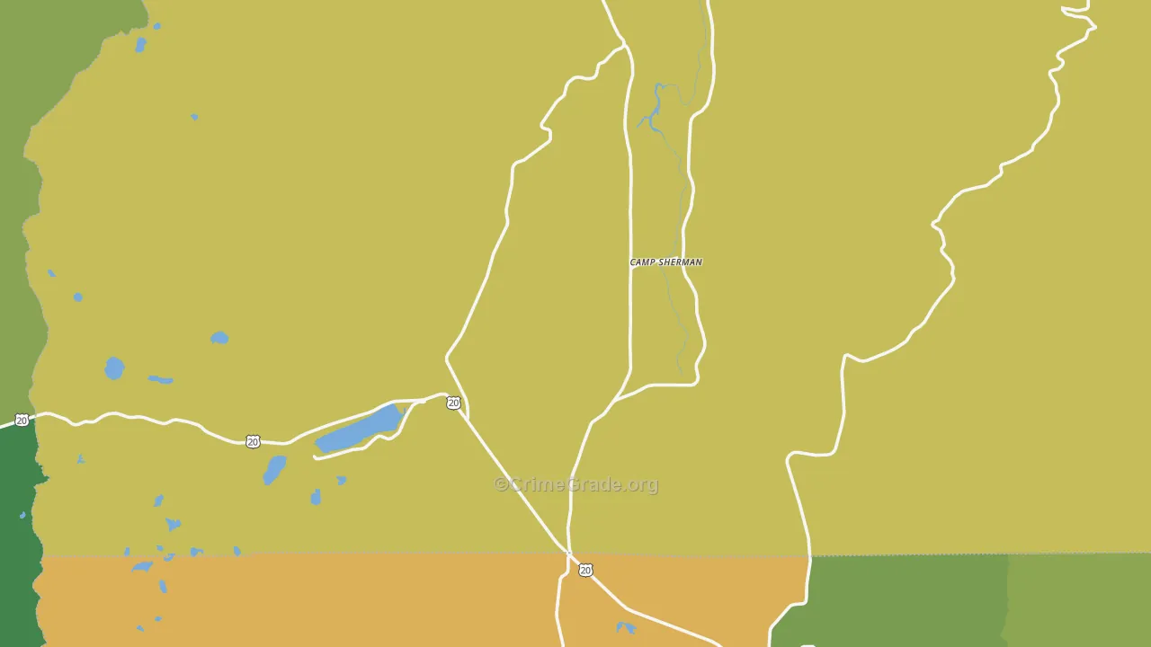 Camp Sherman, OR Map of Vehicle Theft Rates