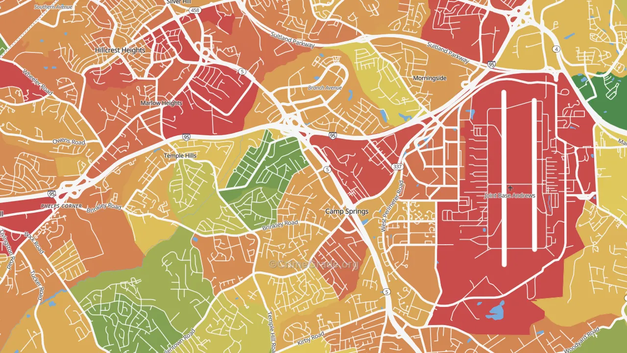 Camp Springs, MD Map of Vehicle Theft Rates