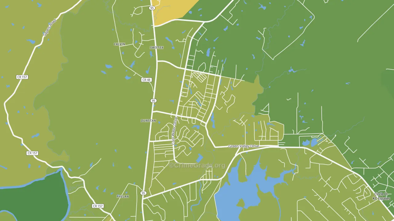 Camp Swift, TX Map of Vehicle Theft Rates