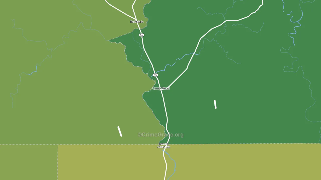 Camp Wood, TX Map of Vehicle Theft Rates