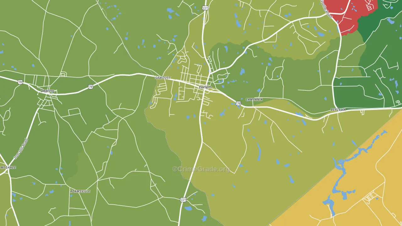 Campania, GA Map of Vehicle Theft Rates