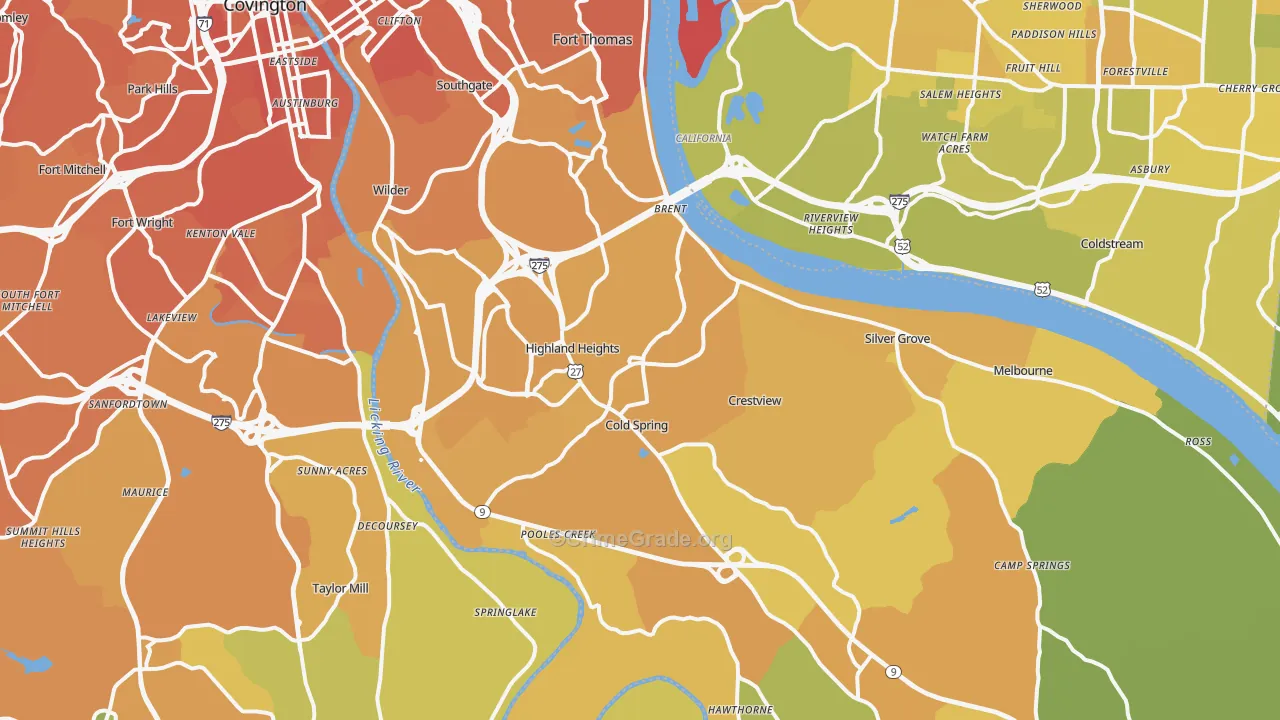 Campbell County, KY Map of Vehicle Theft Rates