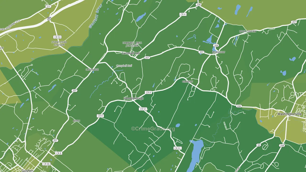 Campbell Hall, NY Map of Vehicle Theft Rates