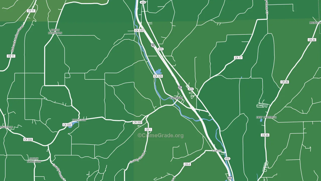 Campbell, NY Map of Vehicle Theft Rates