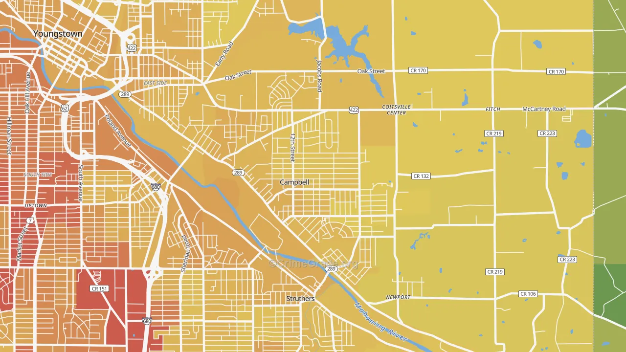 Campbell, OH Map of Vehicle Theft Rates