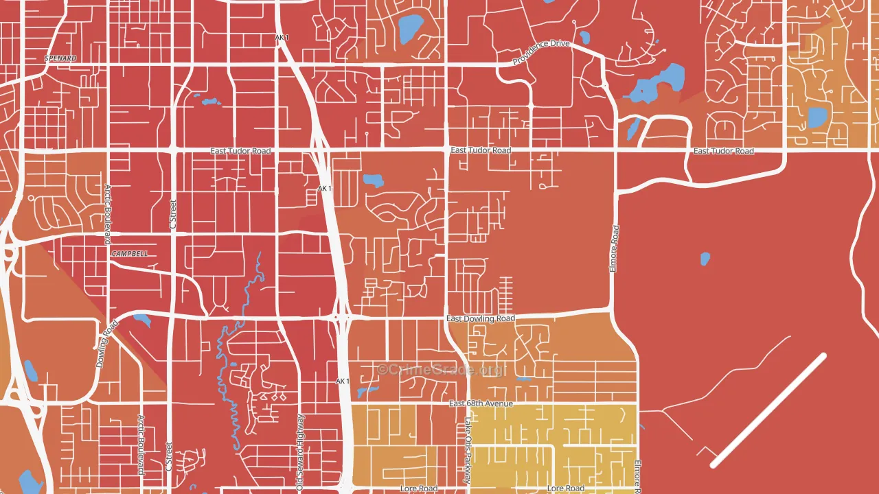 Campbell Park, Anchorage, AK Map of Vehicle Theft Rates