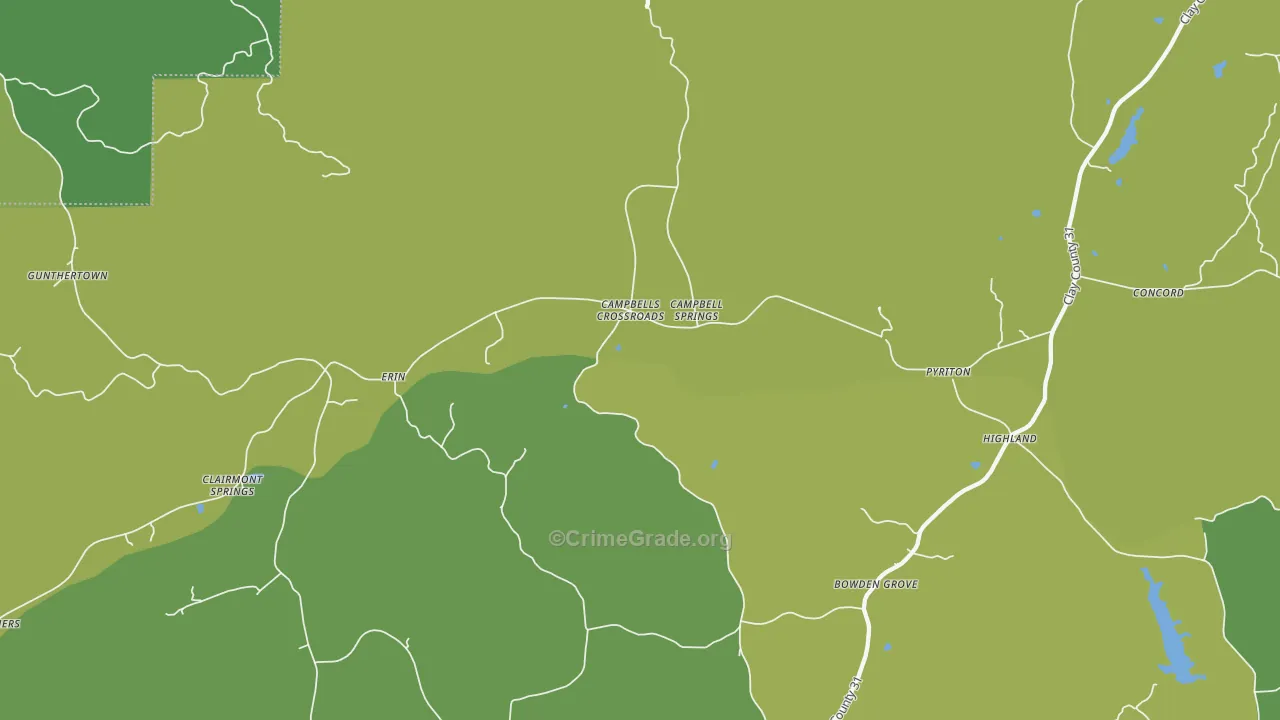 Campbells Crossroads, AL Map of Vehicle Theft Rates