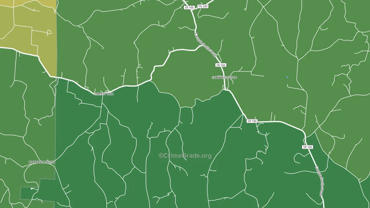 Campbellsville, TN Map of Vehicle Theft Rates