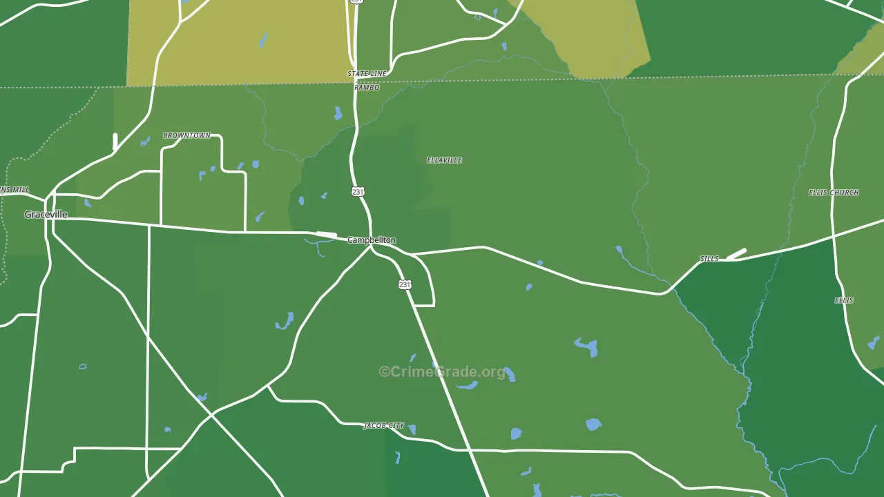 Campbellton, FL Map of Vehicle Theft Rates