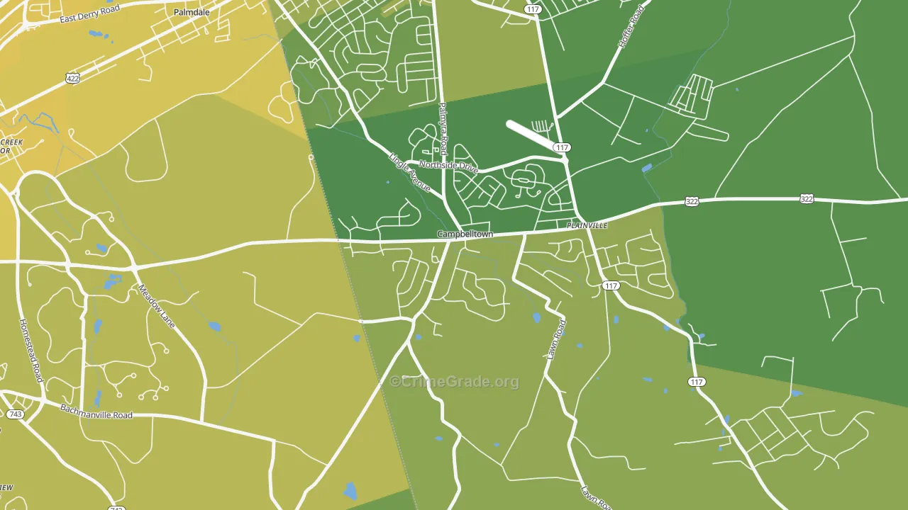 Campbelltown, PA Map of Vehicle Theft Rates