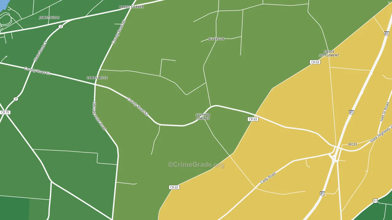 Camps Mills, NY Map of Vehicle Theft Rates