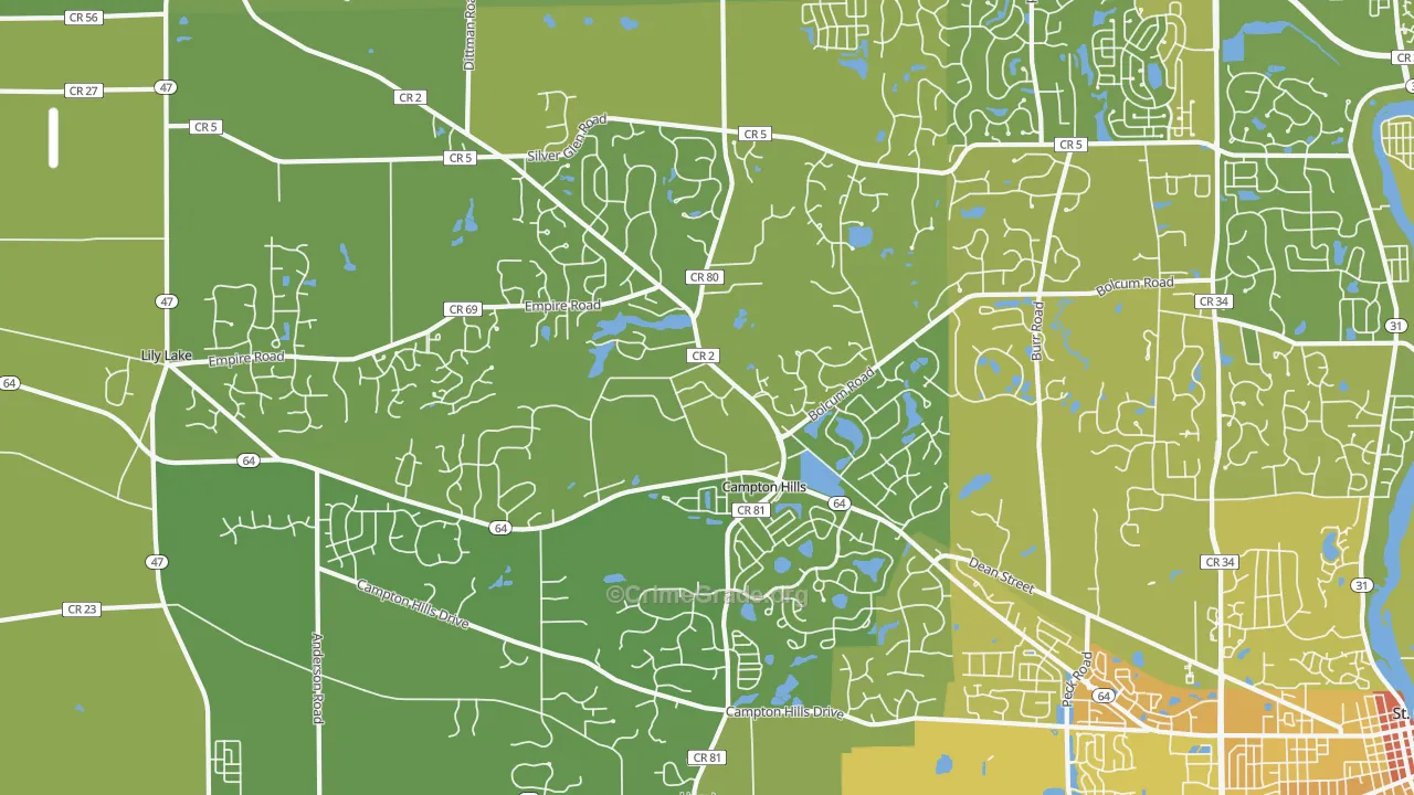 Campton Hills, IL Map of Vehicle Theft Rates