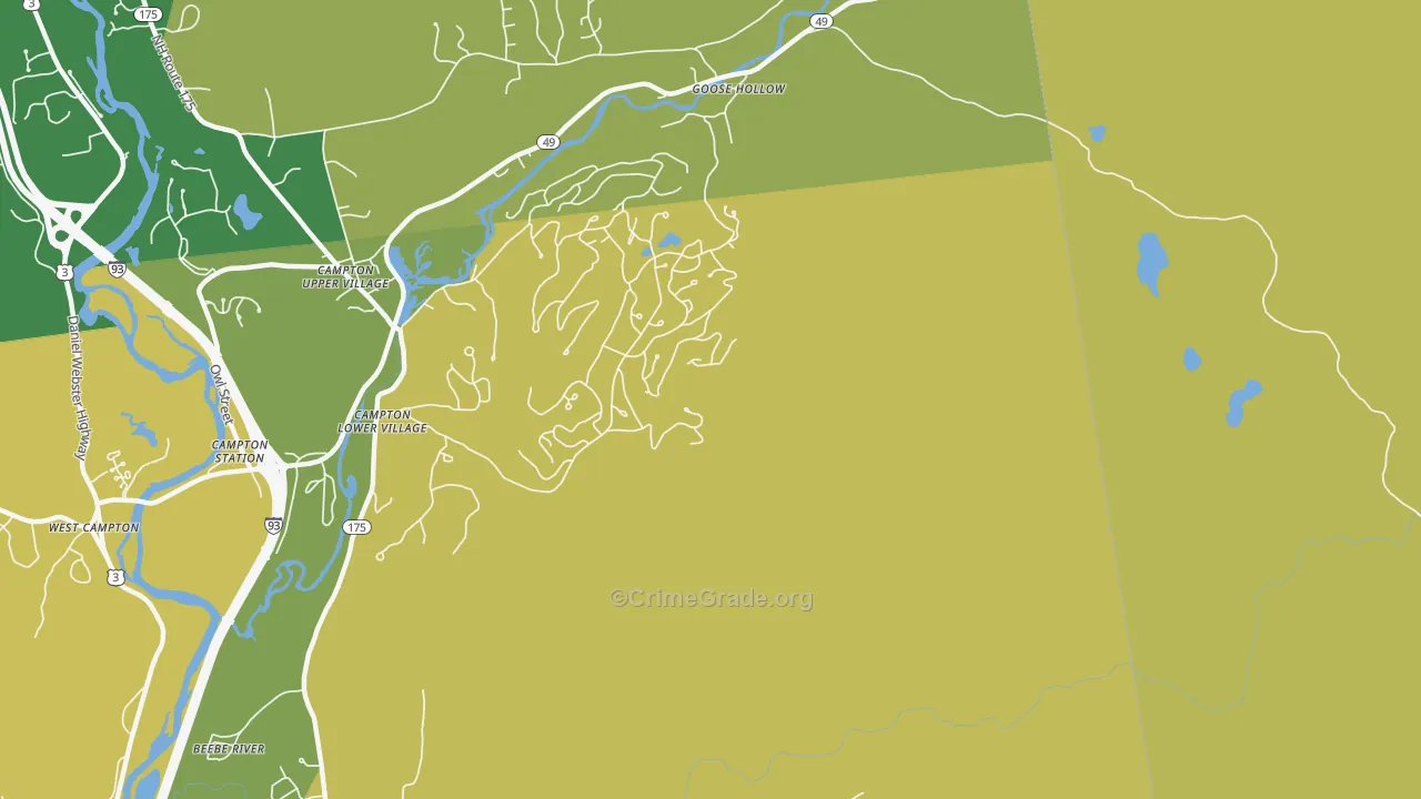 Campton Lower Village, NH Map of Vehicle Theft Rates