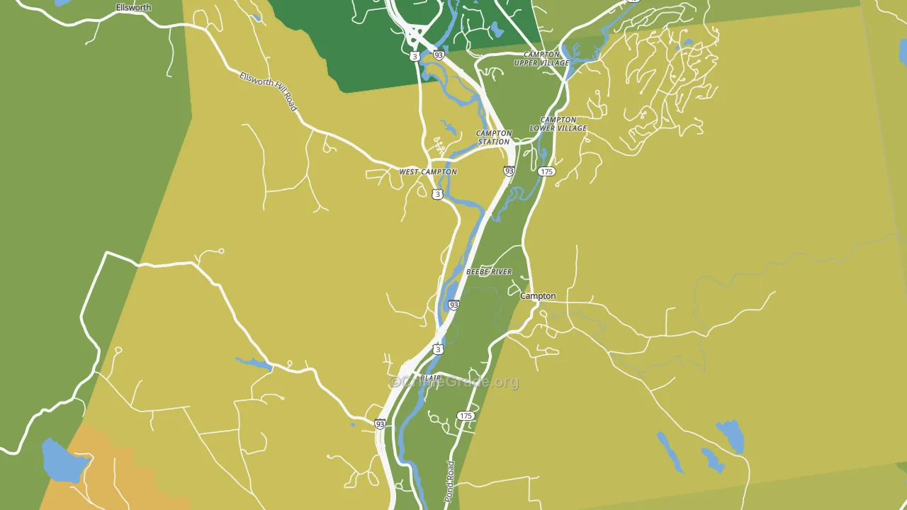 Campton, NH Map of Vehicle Theft Rates