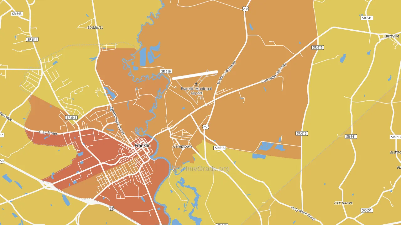Camptown, VA Map of Vehicle Theft Rates
