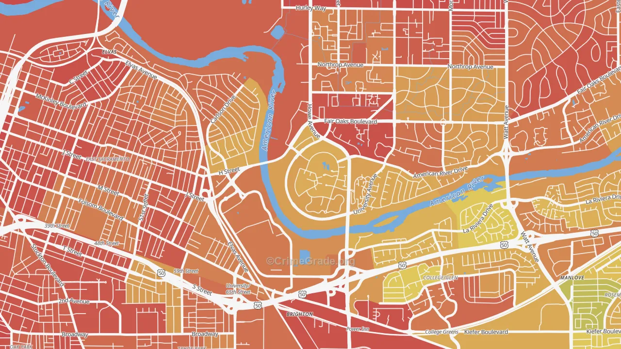 Campus Commons, Sacramento, CA Map of Vehicle Theft Rates