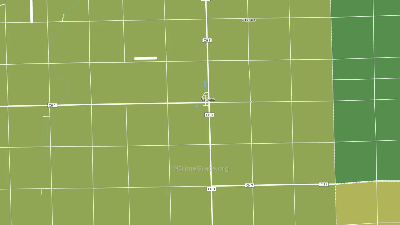 Campus, IL Map of Vehicle Theft Rates