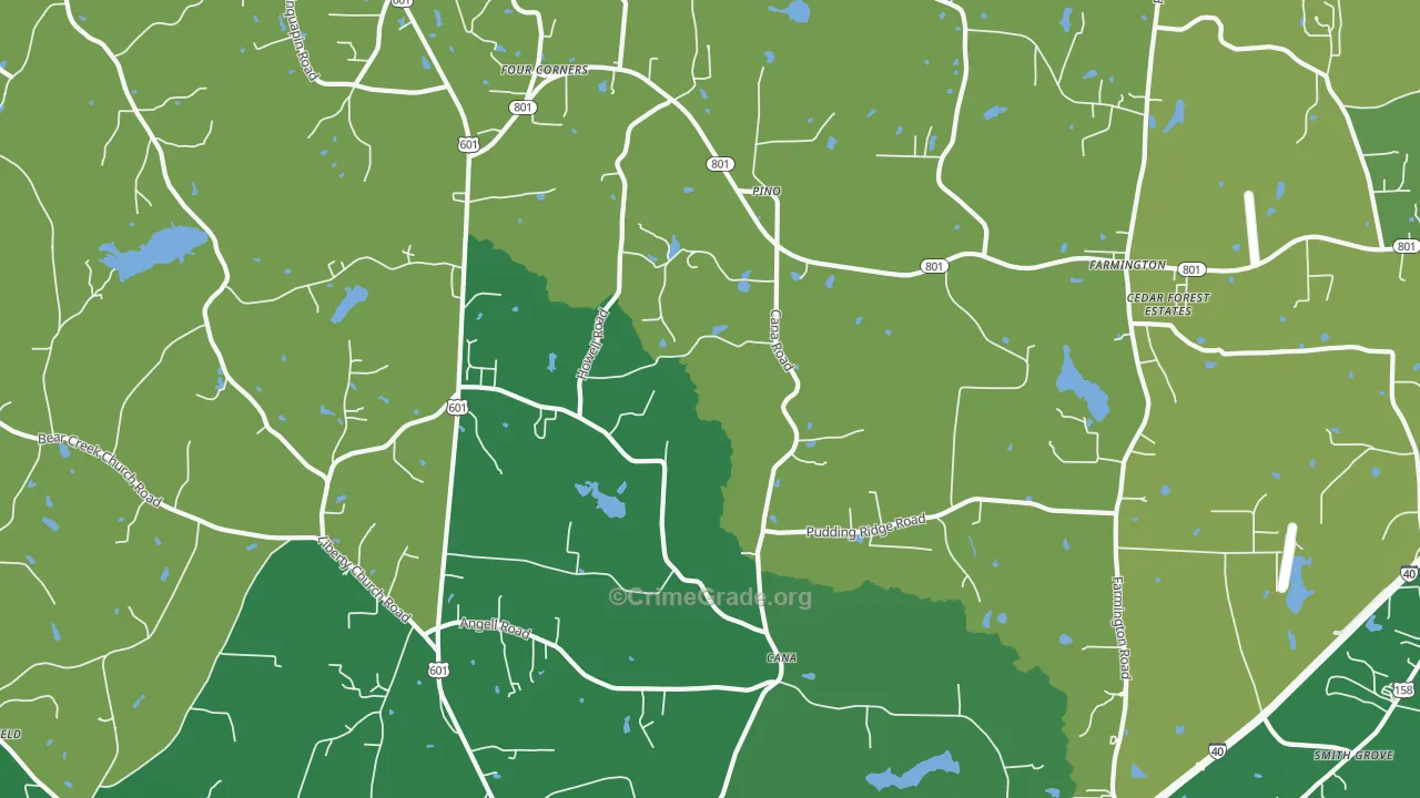 Cana, NC Map of Vehicle Theft Rates