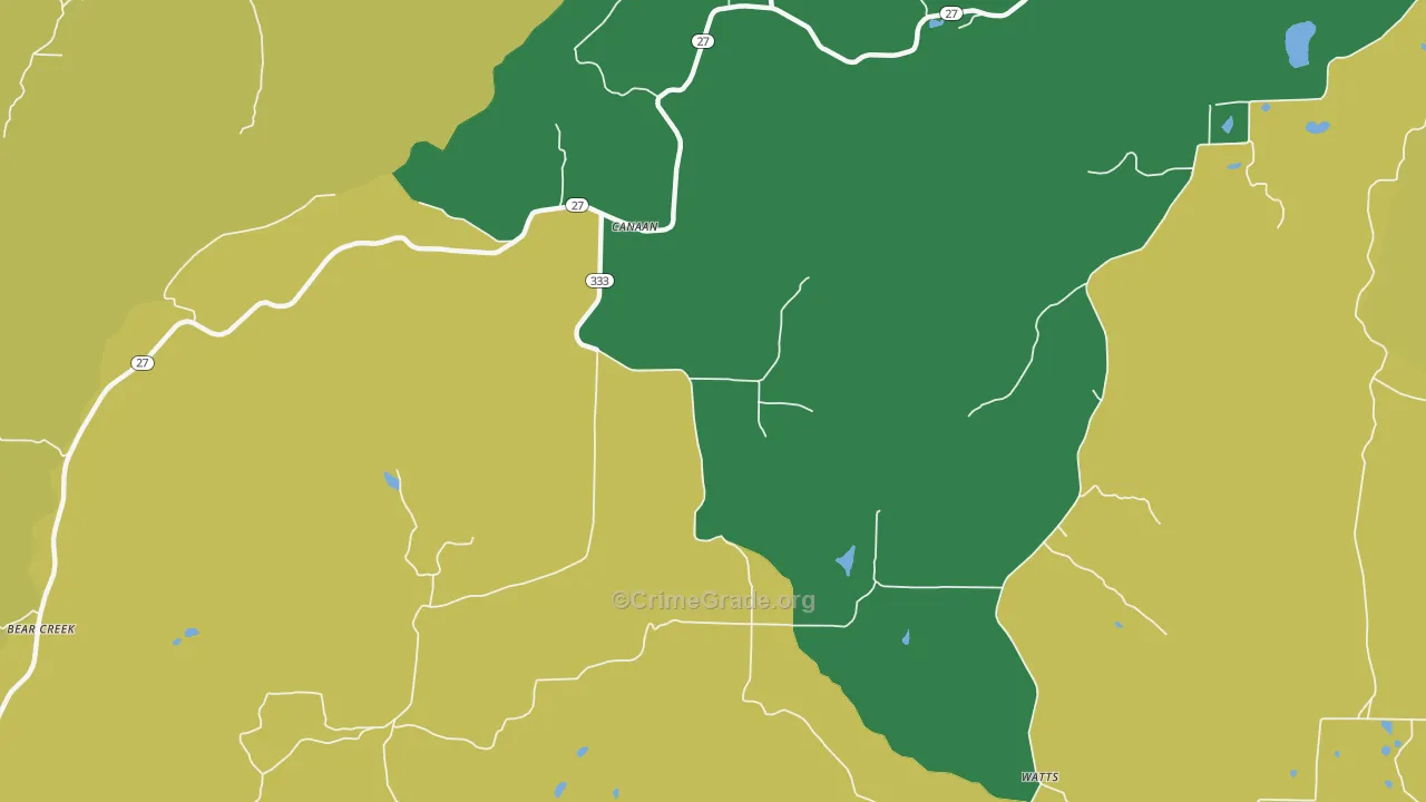 Canaan, AR Map of Vehicle Theft Rates
