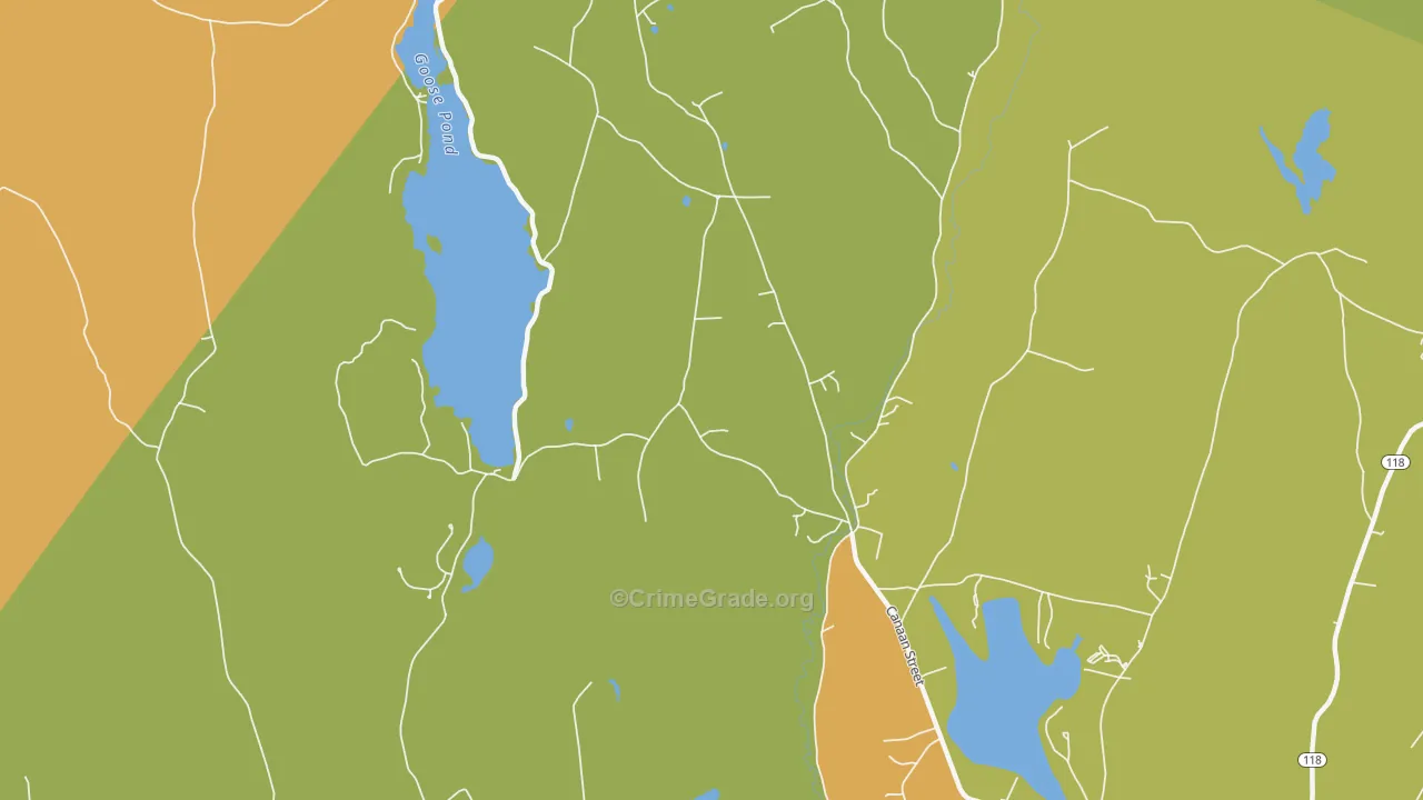 Canaan Center, NH Map of Vehicle Theft Rates