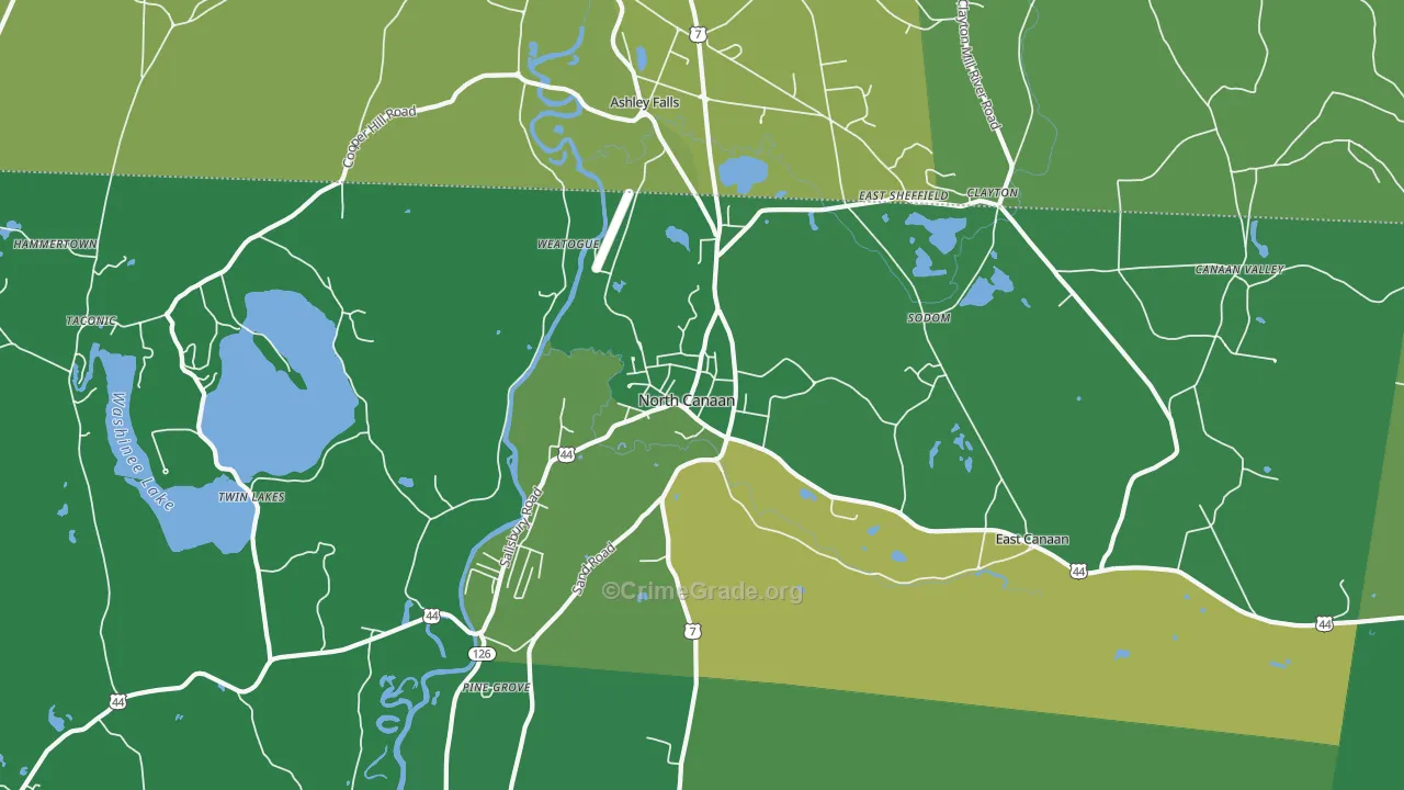 Canaan, CT Map of Vehicle Theft Rates