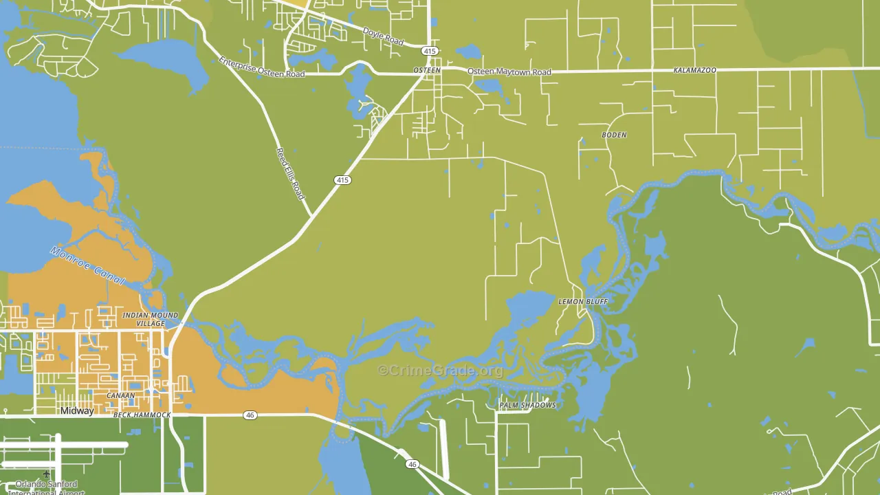 Canaan, FL Map of Vehicle Theft Rates