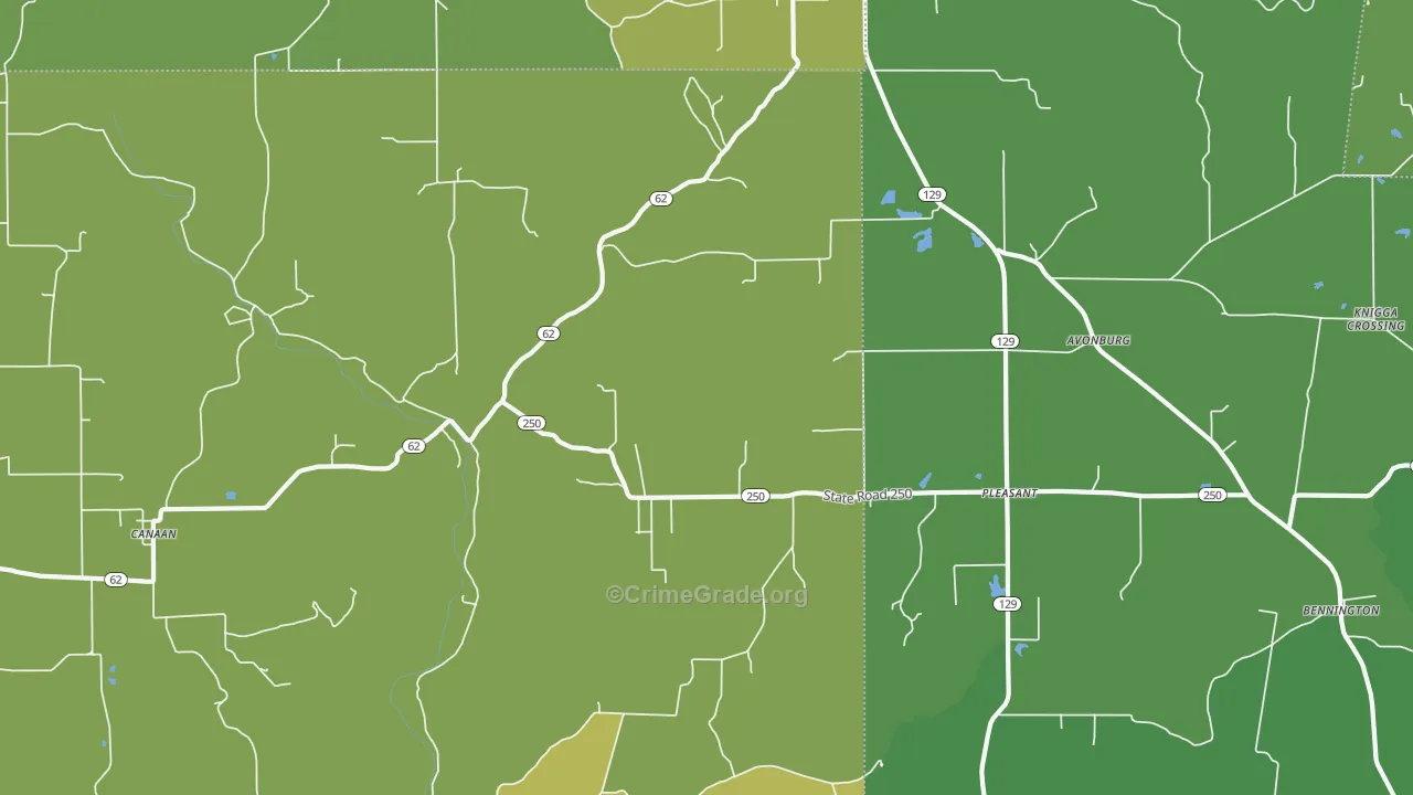 Canaan, IN Map of Vehicle Theft Rates