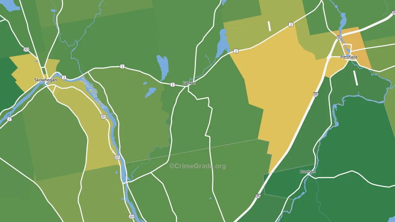 Canaan, ME Map of Vehicle Theft Rates