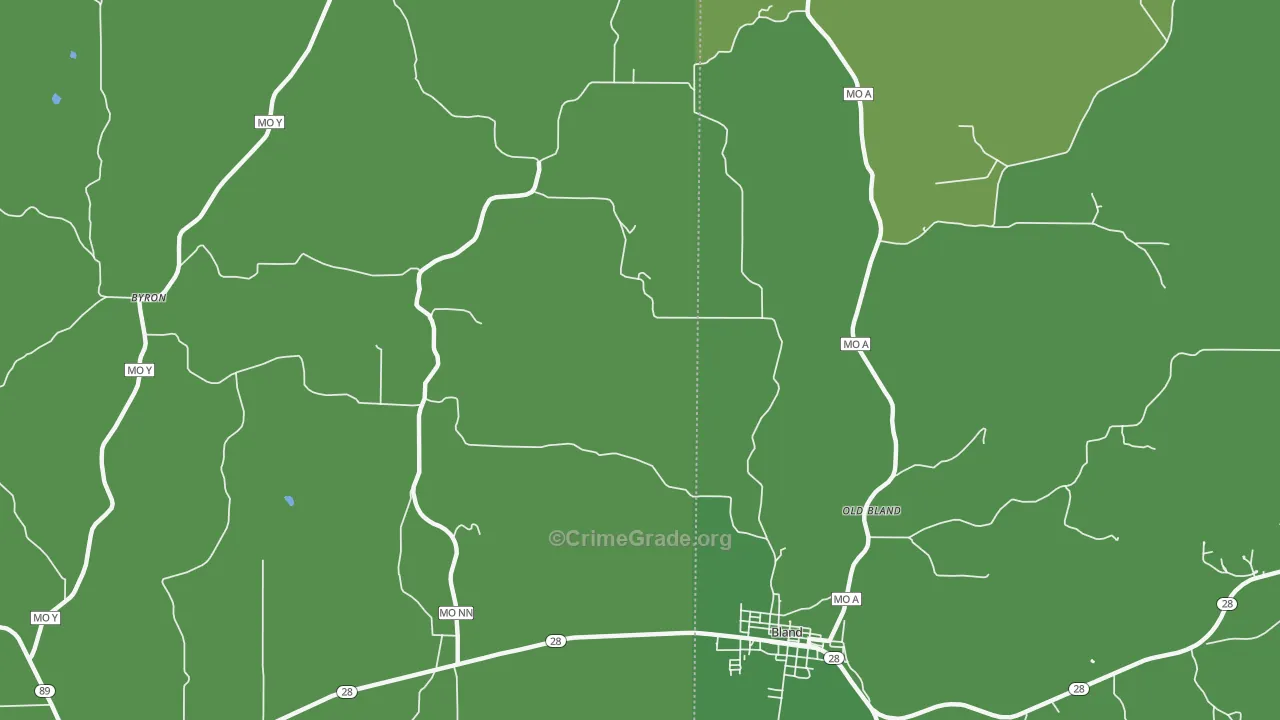 Canaan, MO Map of Vehicle Theft Rates