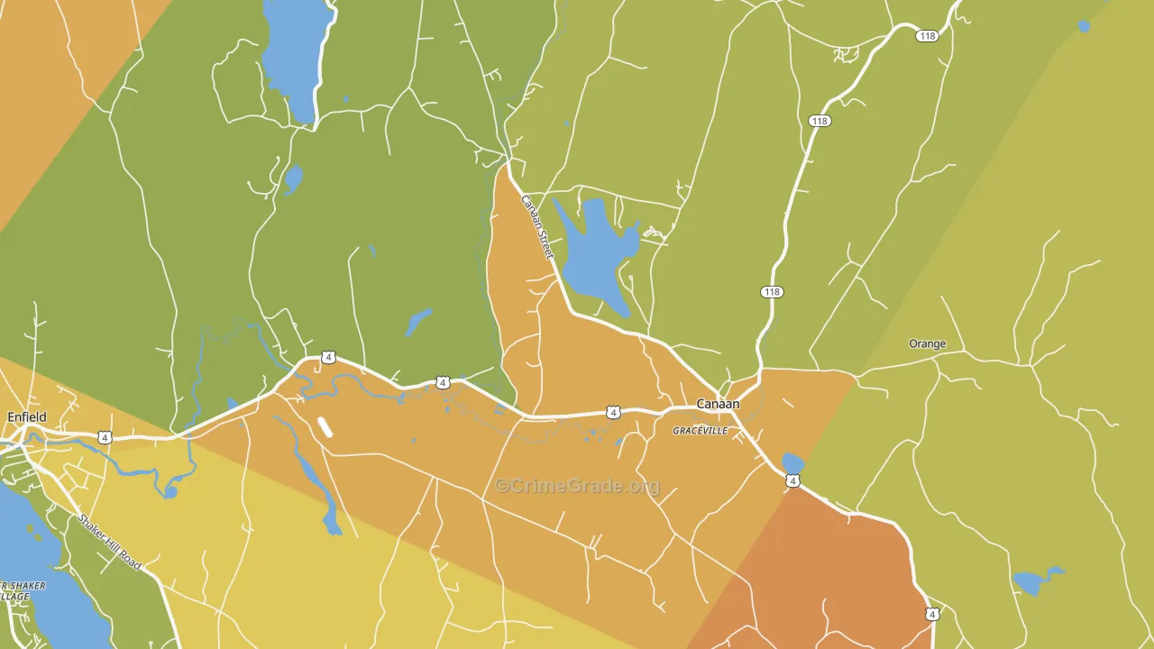 Canaan, NH Map of Vehicle Theft Rates