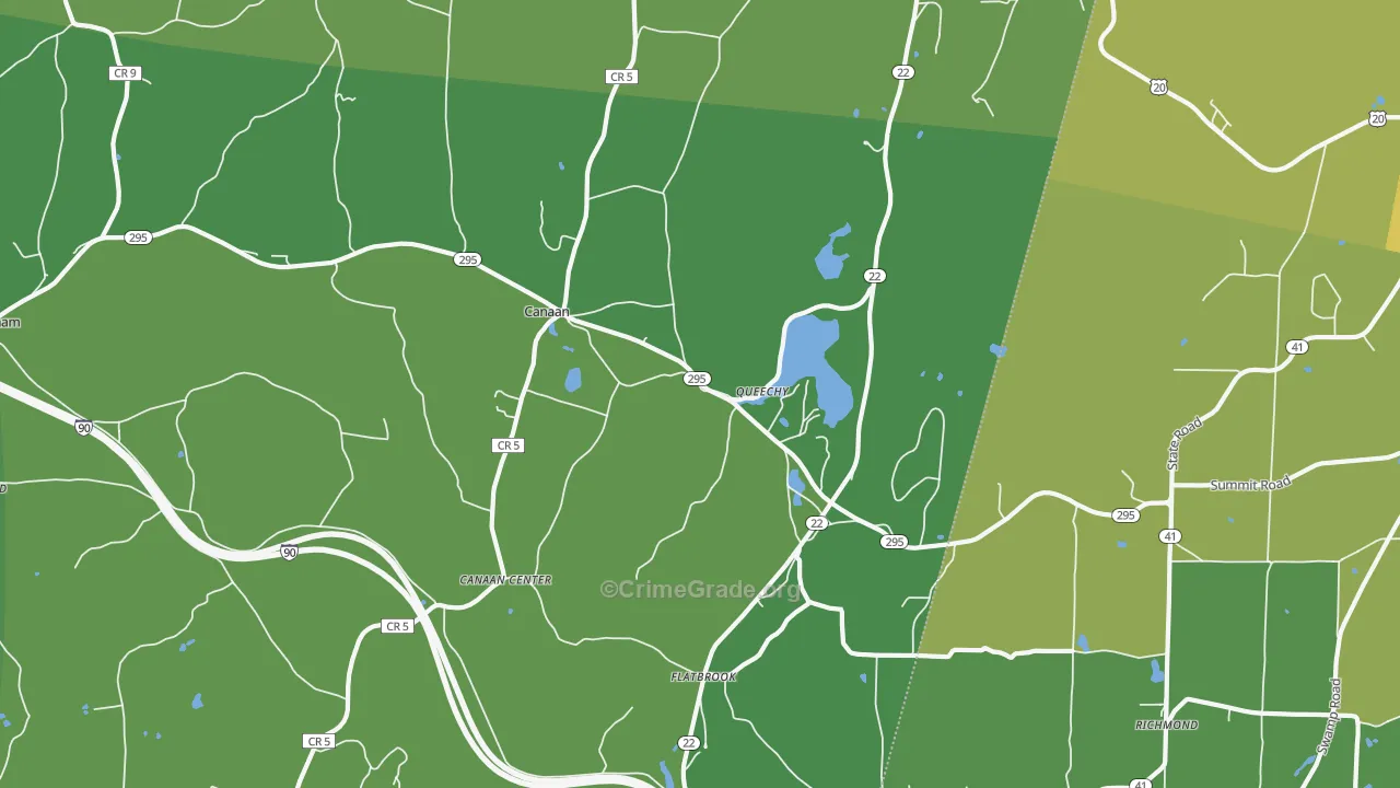 Canaan, NY Map of Vehicle Theft Rates