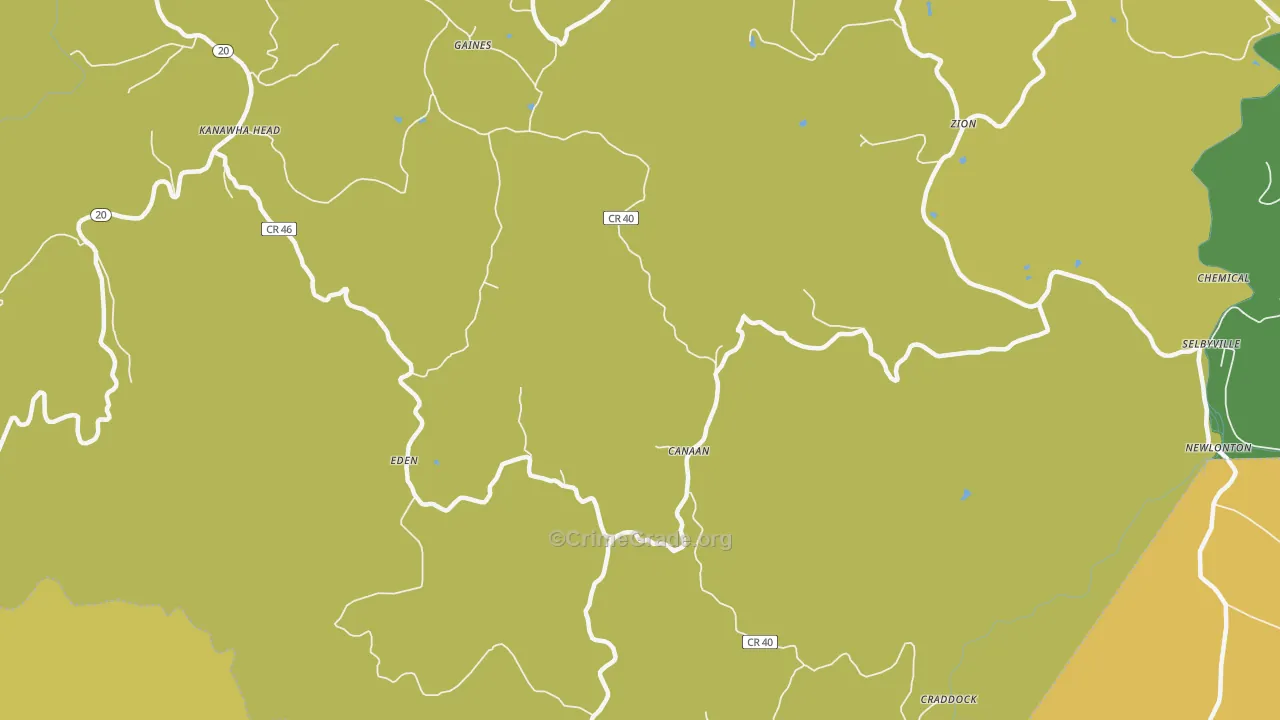 Canaan, WV Map of Vehicle Theft Rates