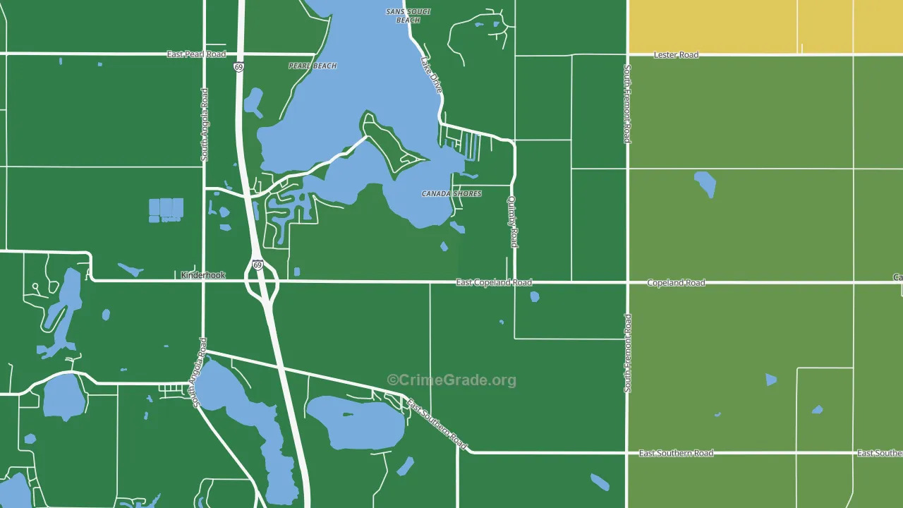 Canada Shores, MI Map of Vehicle Theft Rates